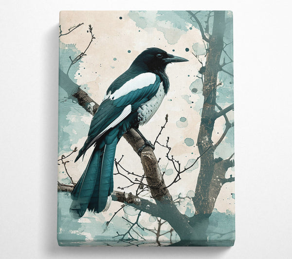  A Canvas Print of Teal Magpie In Bloom Canvas Print
