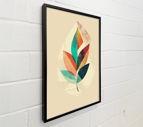 Teal Geometric Leaf