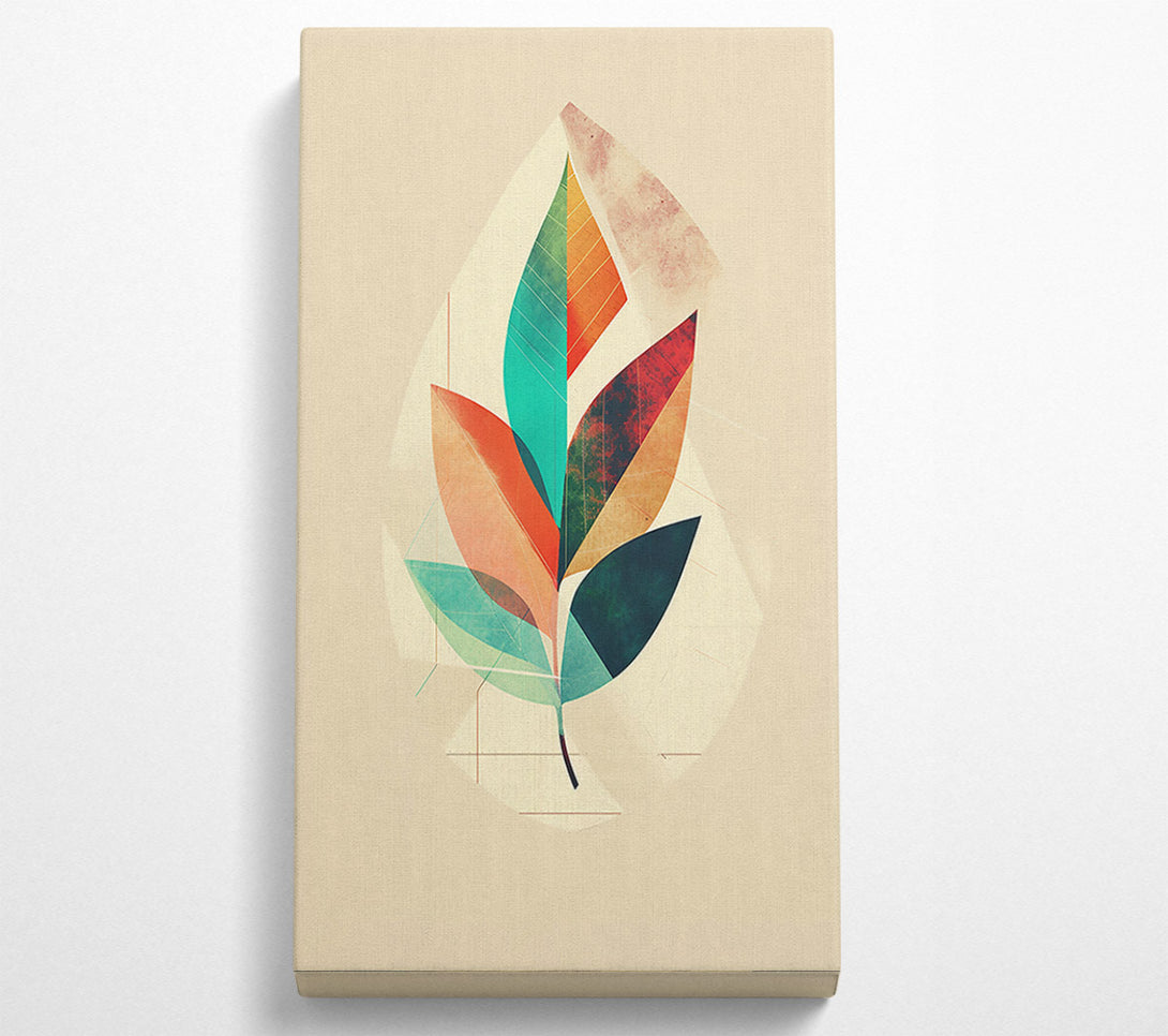  A Canvas Print of Teal Geometric Leaf Canvas Wall Art
