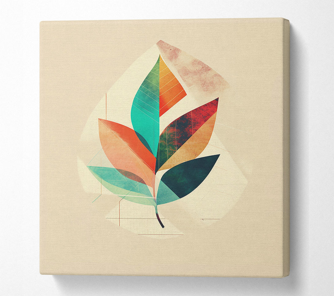  A Canvas Print of Teal Geometric Leaf Canvas Wall Art