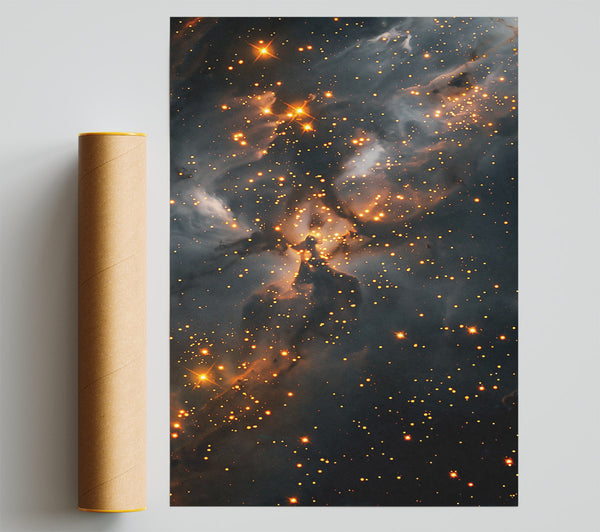 Golden Cosmic Mist Giclee Print