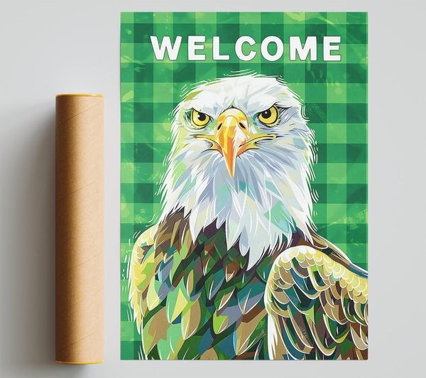 Green Welcome Eagle Print