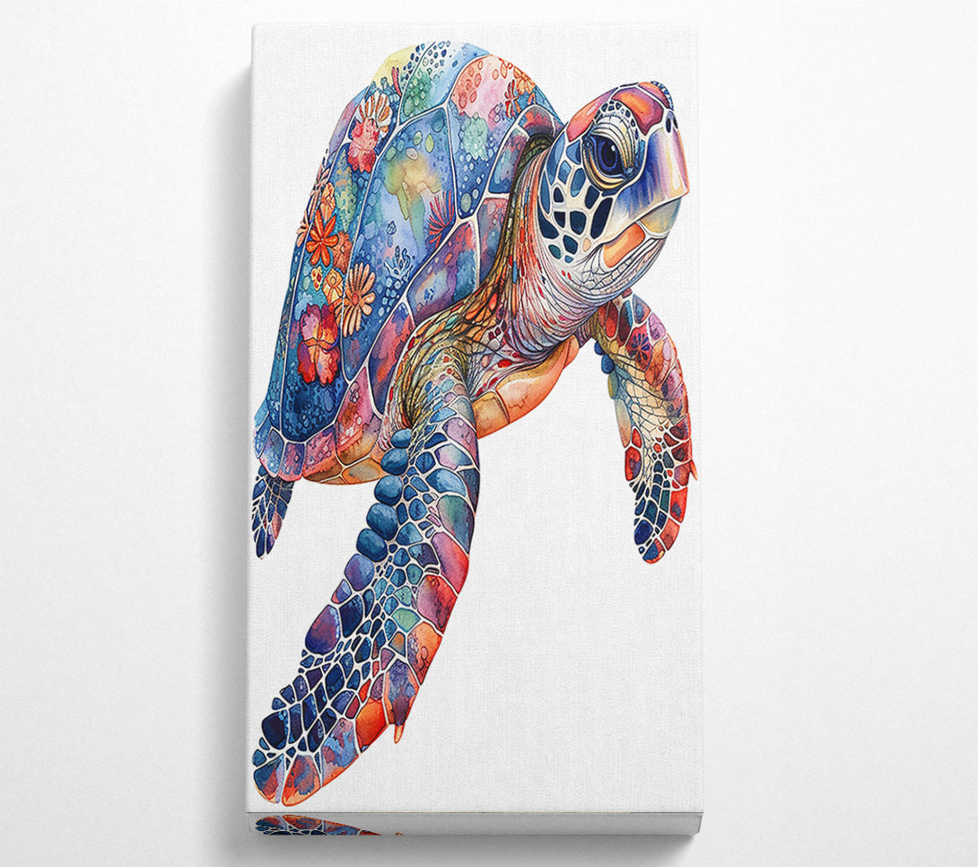  A Canvas Print of Blue Mosaic Turtle Canvas Print