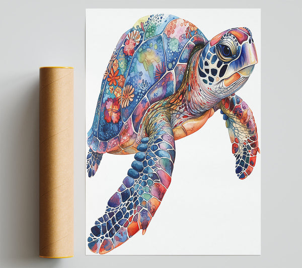 Blue Mosaic Turtle Giclee Print