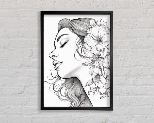 Ink Black And White Lines Framed Print
