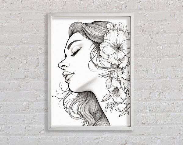 Ink White And White Lines Framed Print