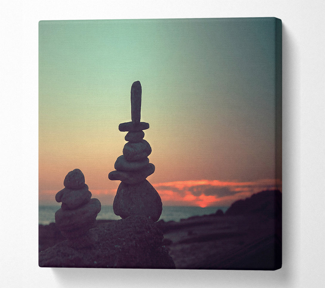  A Canvas Print of Sunset Stone Balance Canvas Wall Art