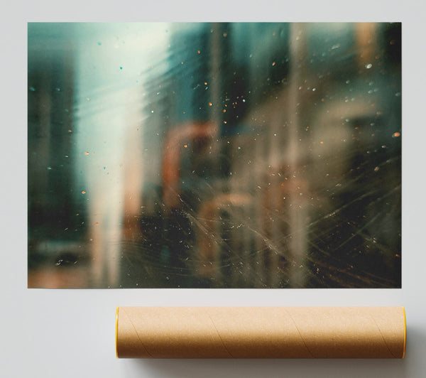 Teal City Through Glass Poster