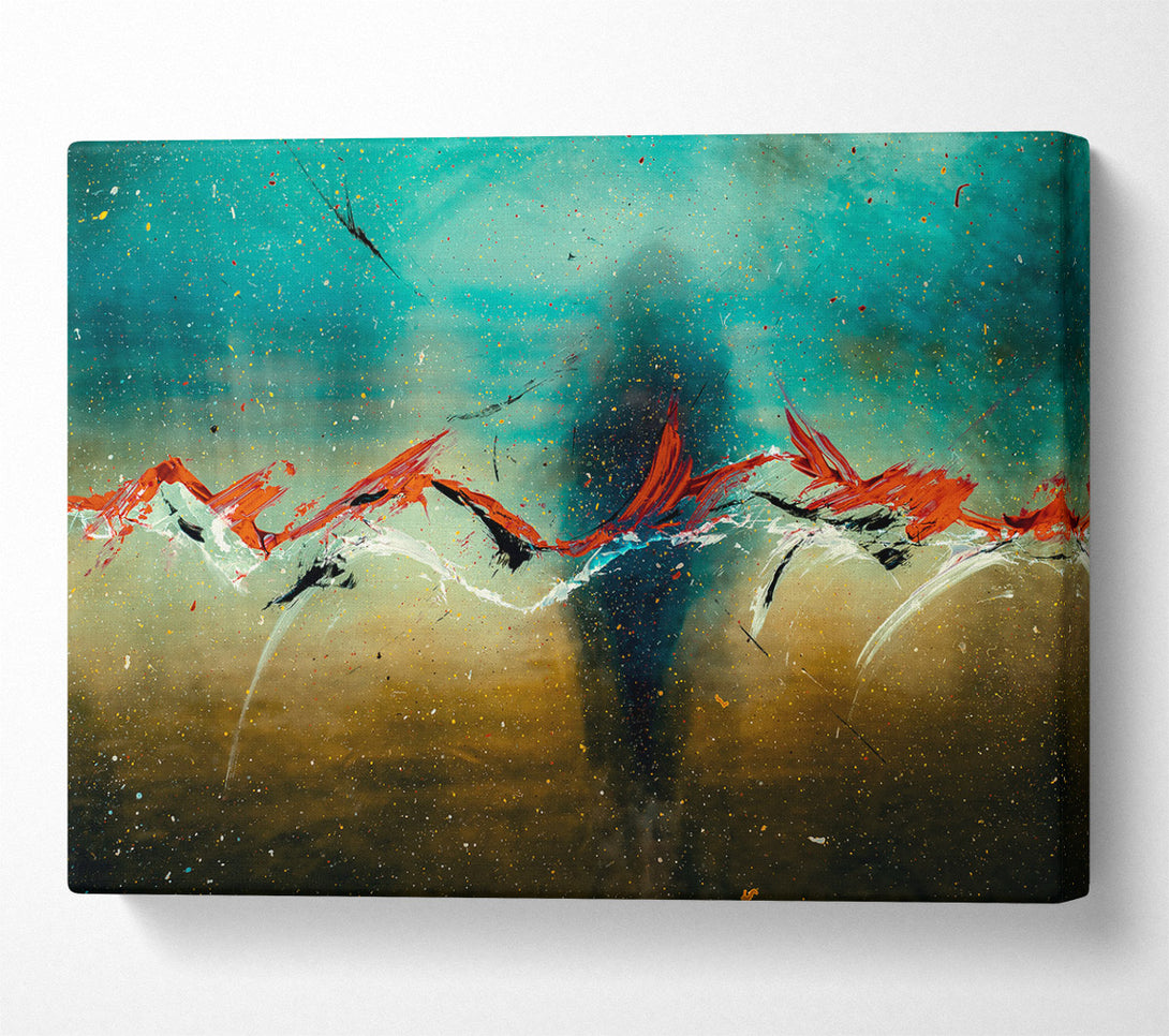  A Canvas Print of Teal Mountain Range Canvas Art