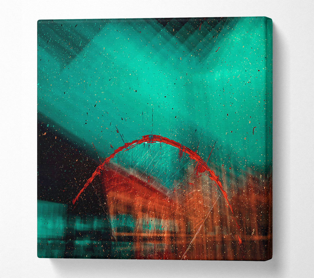  A Canvas Print of Teal And Red Splatter Canvas Wall Art
