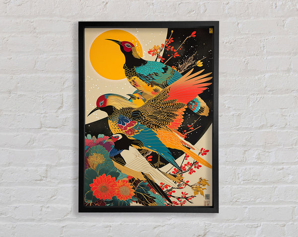 Japanese Birds Traditional Art Framed Print