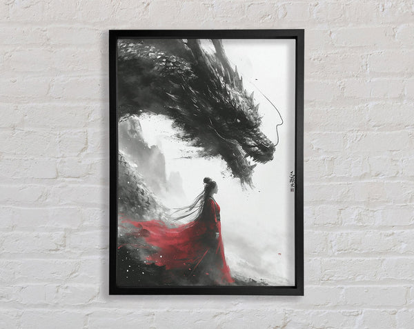 Japanese Girl And Dragon Framed Print