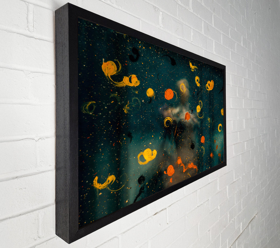  A Canvas Print of Golden Splashes On Teal Canvas Print