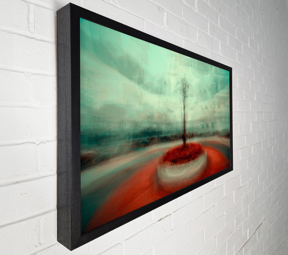  A Canvas Print of Red Tree In Teal Mist Canvas Print
