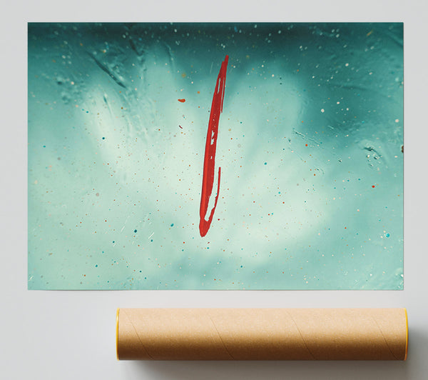 Red Mark On Teal Giclee Print