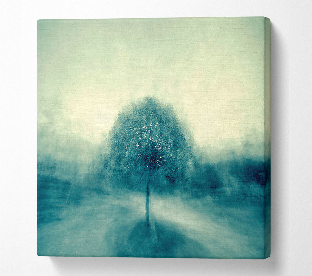  A Canvas Print of Teal Tree In Mist Canvas Art