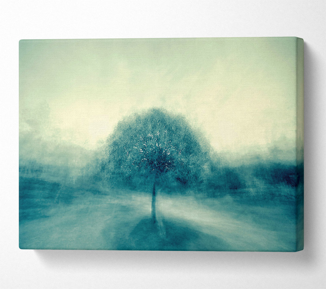  A Canvas Print of Teal Tree In Mist Canvas Art