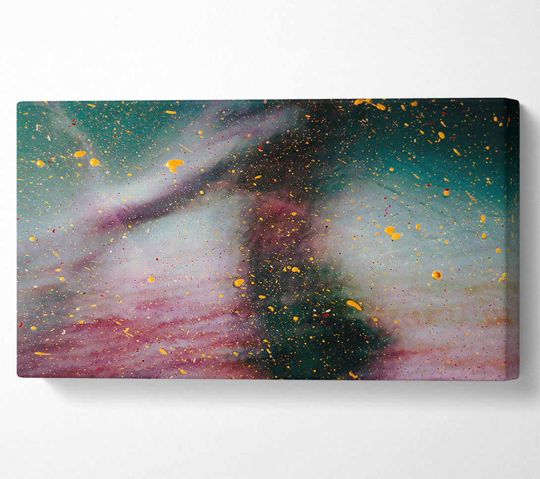  A Canvas Print of Golden Splashes Of Green Canvas Art