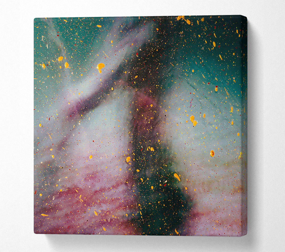  A Canvas Print of Golden Splashes Of Green Canvas Art
