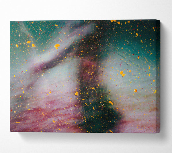  A Canvas Print of Golden Splashes Of Green Canvas Art