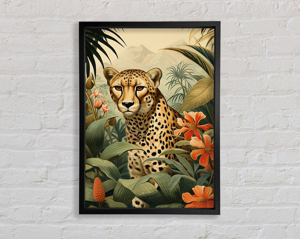 Jungle Leopard Mountains Framed Print