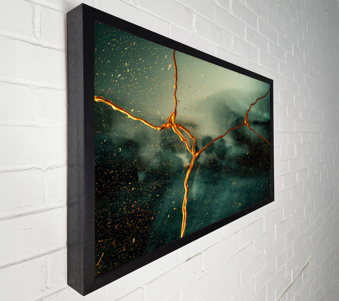  A Canvas Print of Teal And Gold Splattering Canvas Art