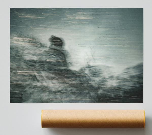 Pale Blue Figure Print