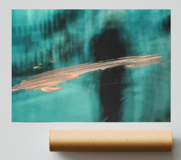 Teal And Peach Horizon Print