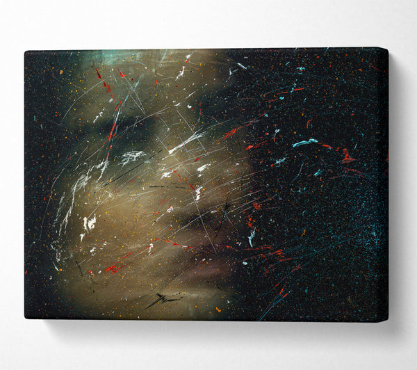  A Canvas Print of Black And Teal Splashes Canvas Wall Art