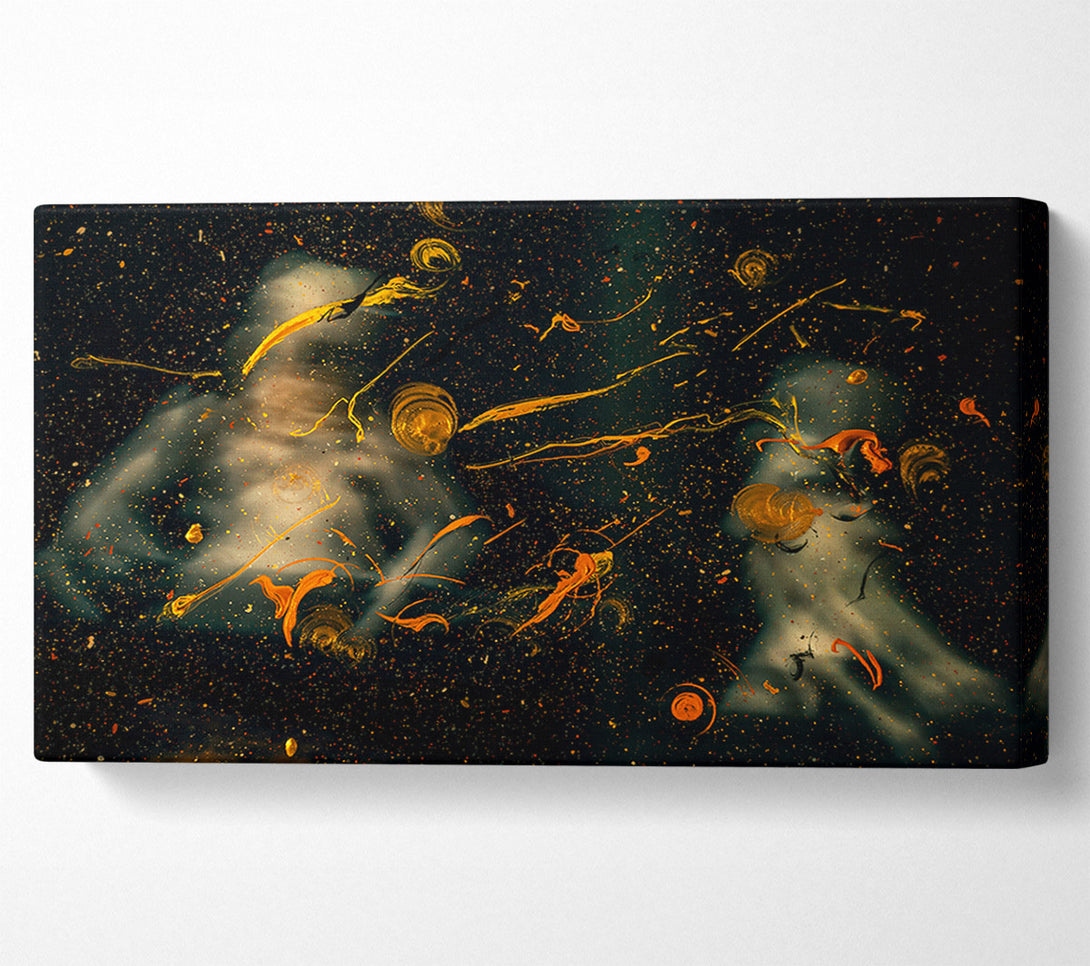 A Canvas Print of Golden Cosmic Drips Canvas Print