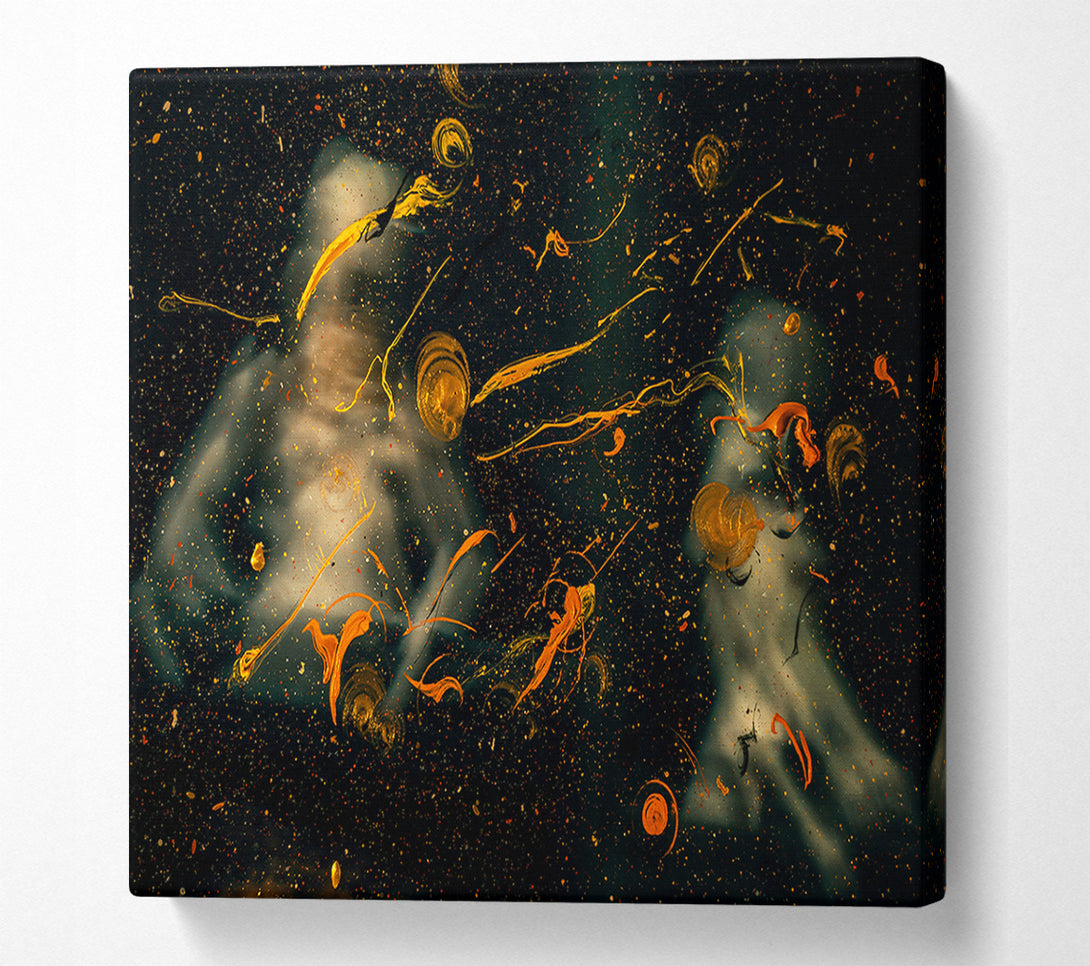  A Canvas Print of Golden Cosmic Drips Canvas Print