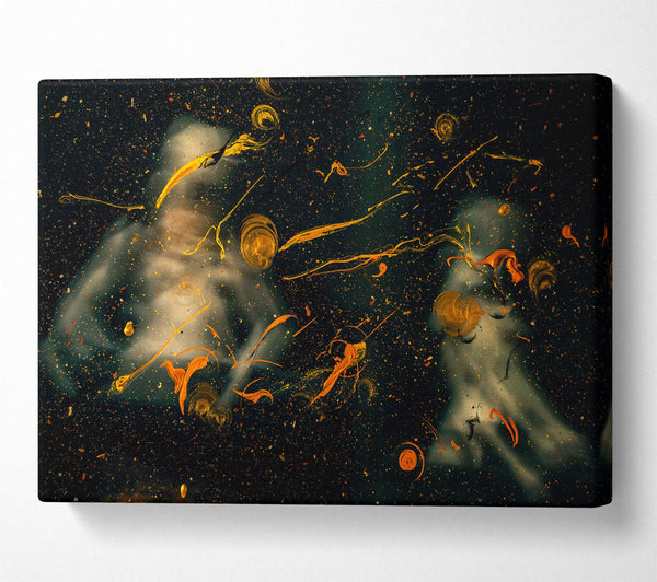  A Canvas Print of Golden Cosmic Drips Canvas Print