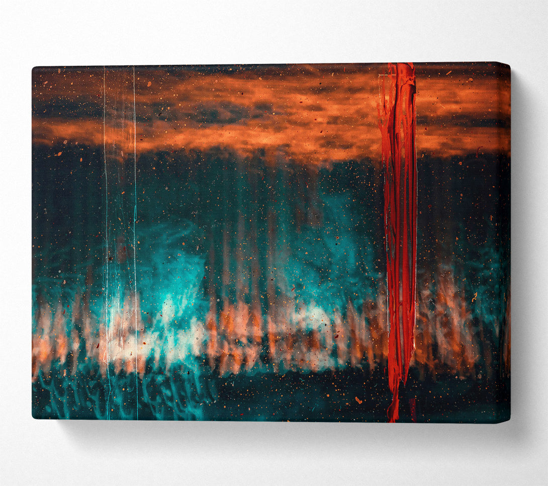  A Canvas Print of Crimson Through Azure Mist Canvas Wall Art