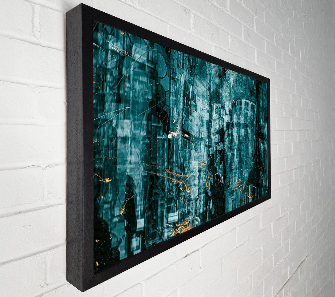  A Canvas Print of Teal Cityscape Memories Canvas Art