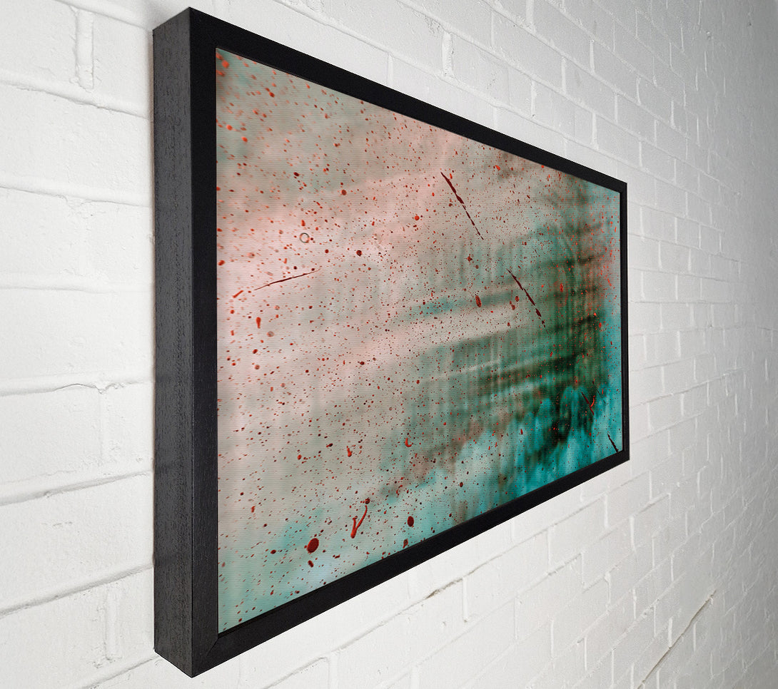  A Canvas Print of Red Splatters On Teal Canvas Wall Art