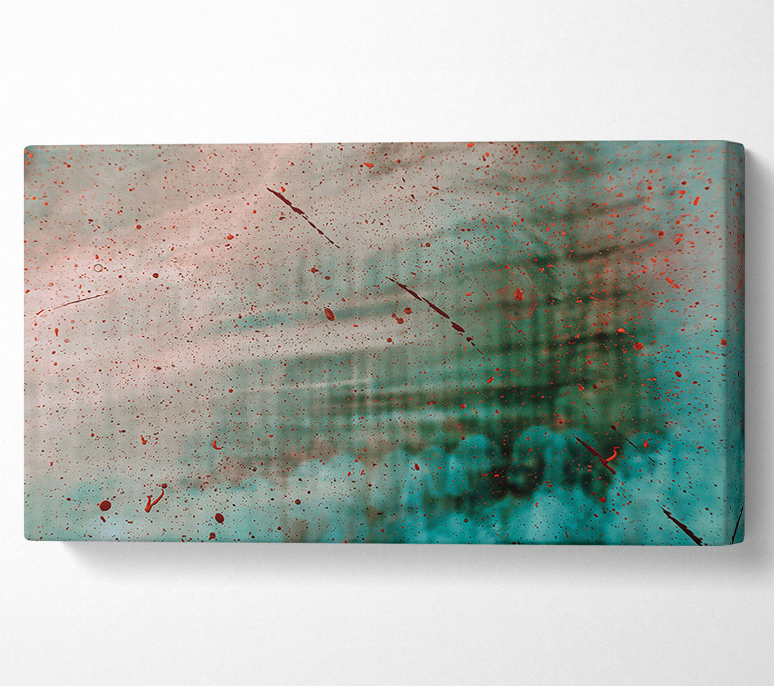  A Canvas Print of Red Splatters On Teal Canvas Wall Art