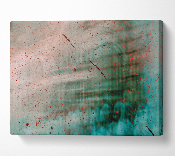  A Canvas Print of Red Splatters On Teal Canvas Wall Art