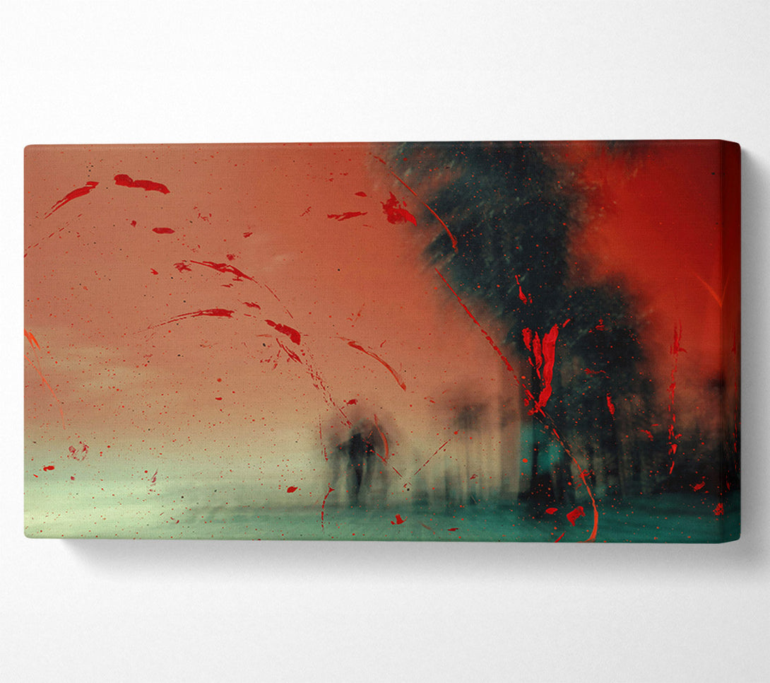  A Canvas Print of Crimson Splashes Through Fog Canvas Art