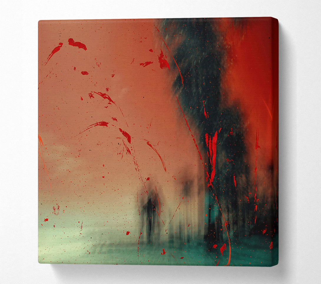  A Canvas Print of Crimson Splashes Through Fog Canvas Art