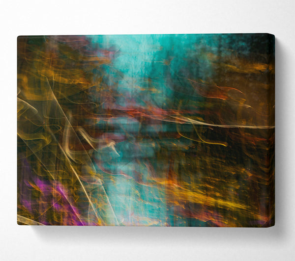  A Canvas Print of Golden Teal Abstract Canvas Art