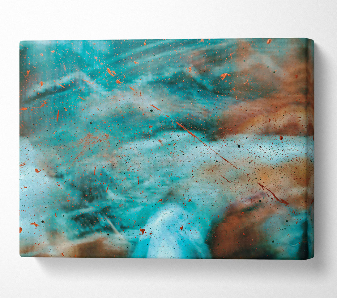  A Canvas Print of Teal Splashes Of Rust Canvas Print