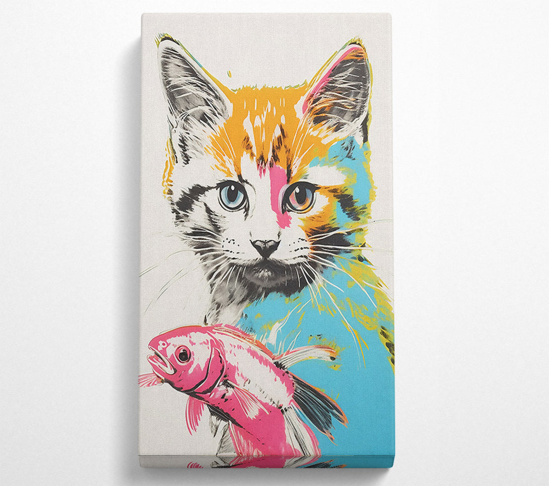  A Canvas Print of Kitten Fish Pop Art Canvas Print