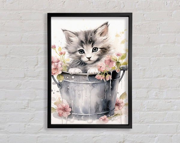 Kitten Flower Pot Framed Print