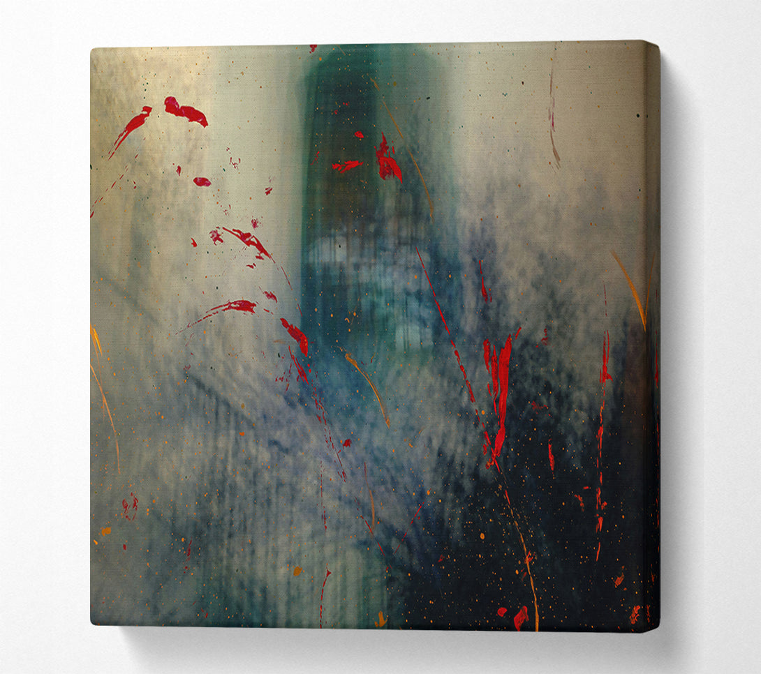  A Canvas Print of Red Splatter In Blue Canvas Wall Art