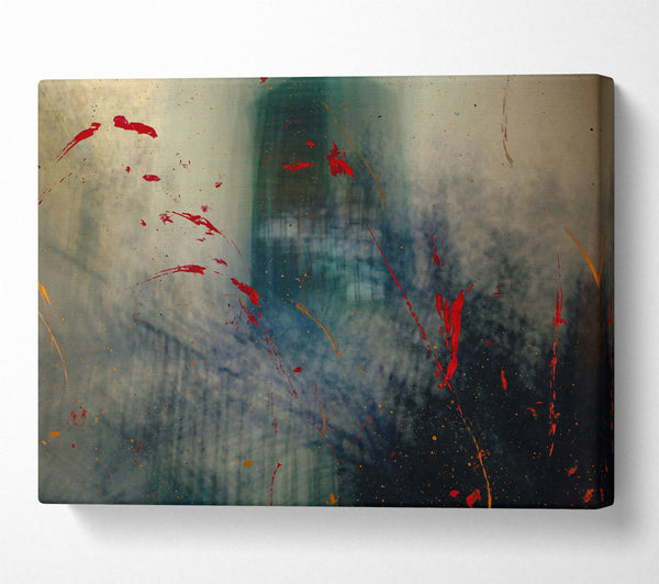  A Canvas Print of Red Splatter In Blue Canvas Wall Art