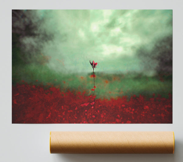 Green And Crimson Bloom Poster