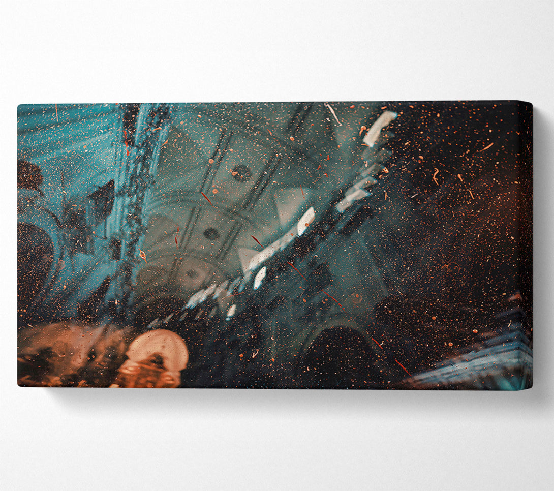  A Canvas Print of Teal Speckled Reflections Canvas Wall Art