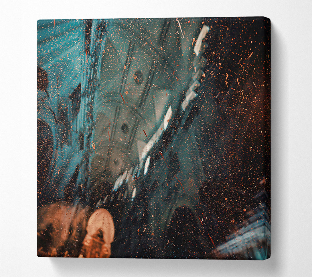  A Canvas Print of Teal Speckled Reflections Canvas Wall Art
