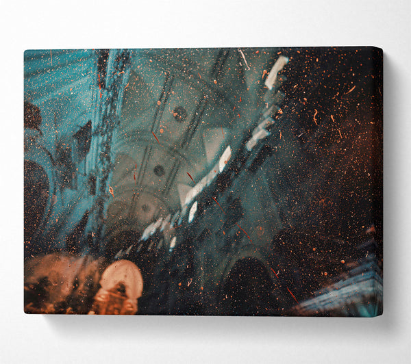  A Canvas Print of Teal Speckled Reflections Canvas Wall Art