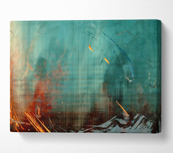  A Canvas Print of Teal And Gold Drips Canvas Art